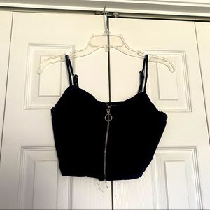 Sexy Black Cropped ZipUp